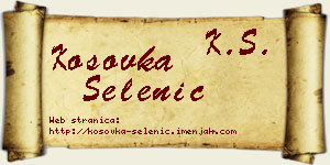 Kosovka Selenić vizit kartica